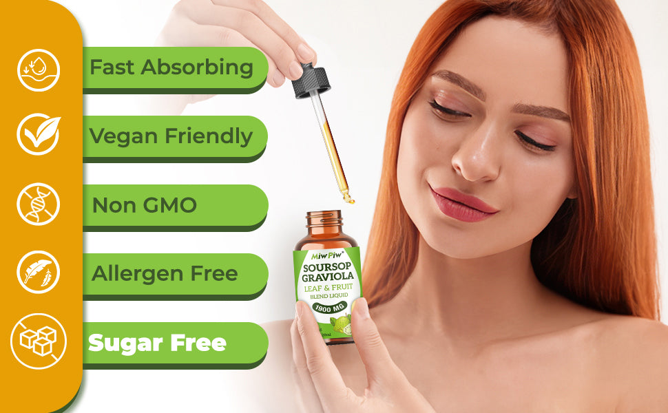 Miw Piw Soursop Graviola Liquid Drop 1900 MG (4 Fl Oz)