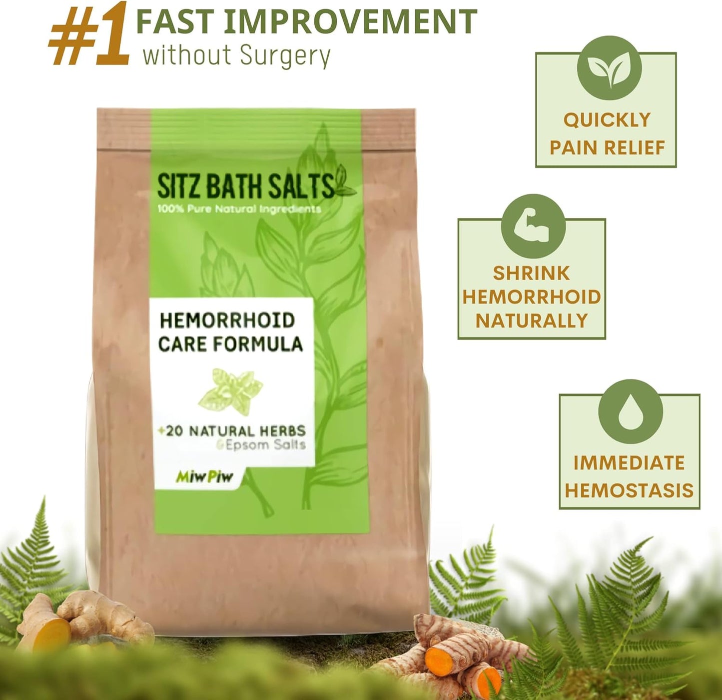 Miw Piw Sitz Bath Salts for Hemorrhoids 15.6 Oz