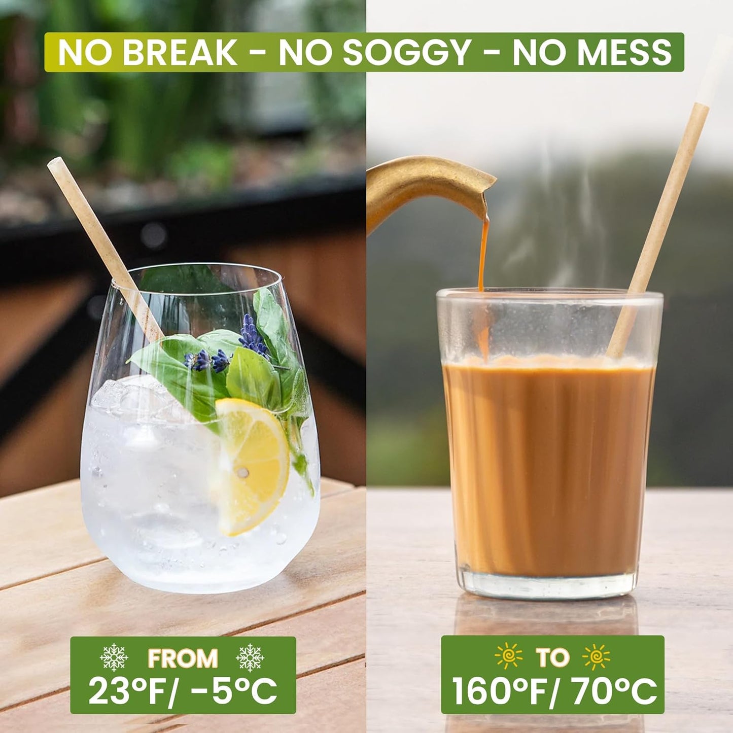 Miw Piw Biodegradable Coconut Straws - 200 Pieces Disposable