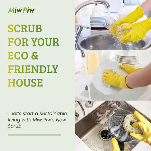 Miw Piw Round Natural Loofah Dish Sponge