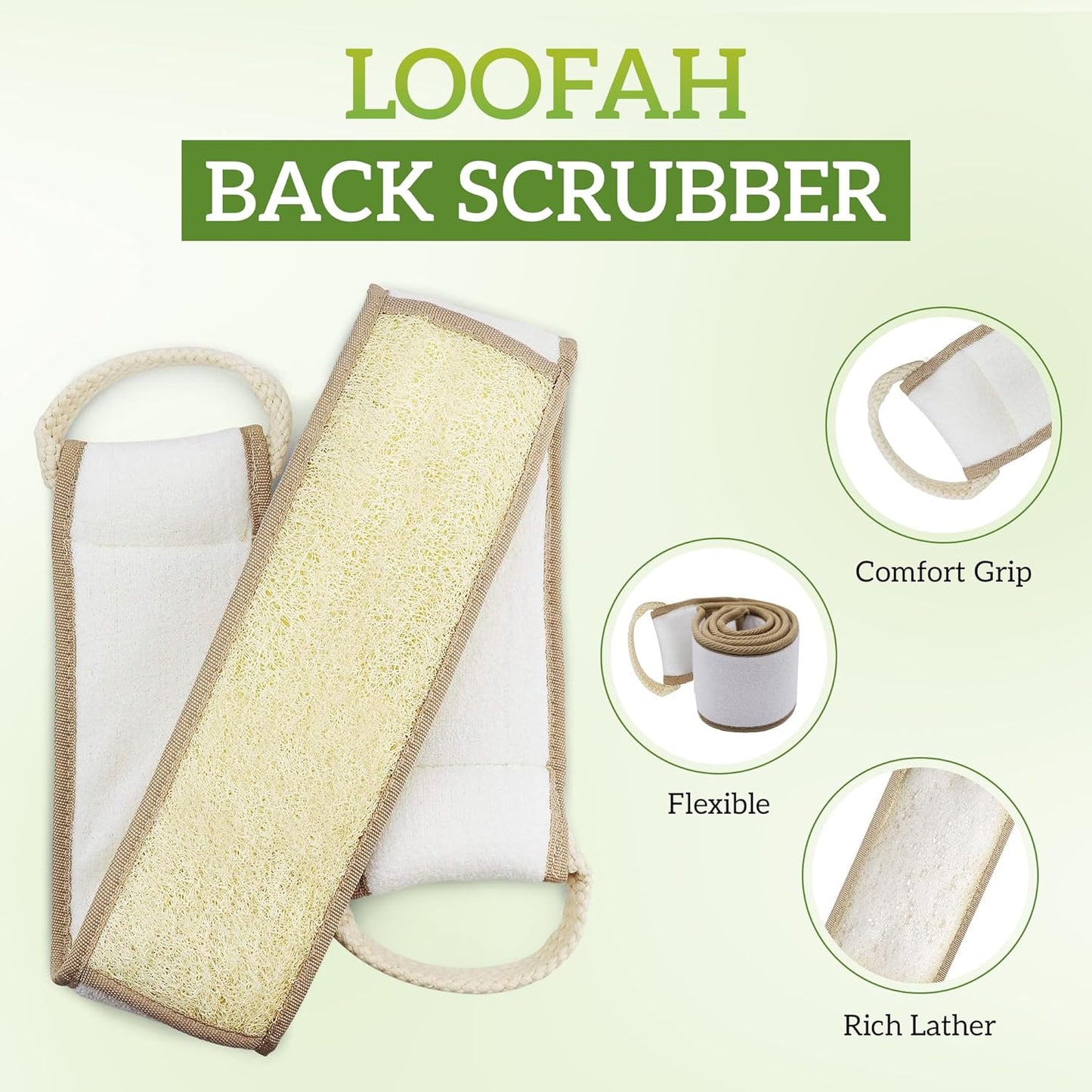 Miw Piw Natural Loofah Back Scrubber - Exfoliating Sponge for Shower
