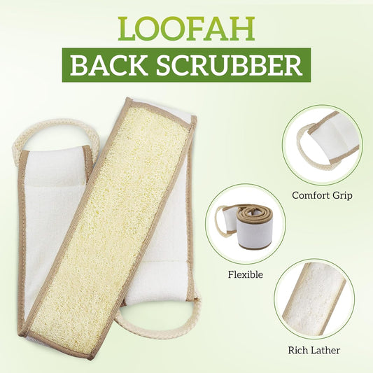 Miw Piw Natural Loofah Back Scrubber - Exfoliating Sponge for Shower