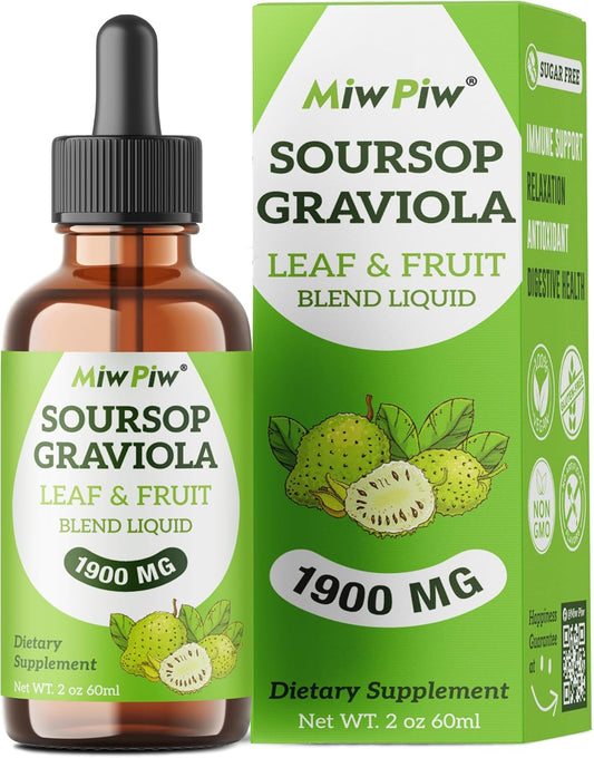 Miw Piw Soursop Graviola Liquid Drop 1900 MG- 2 Fl Oz