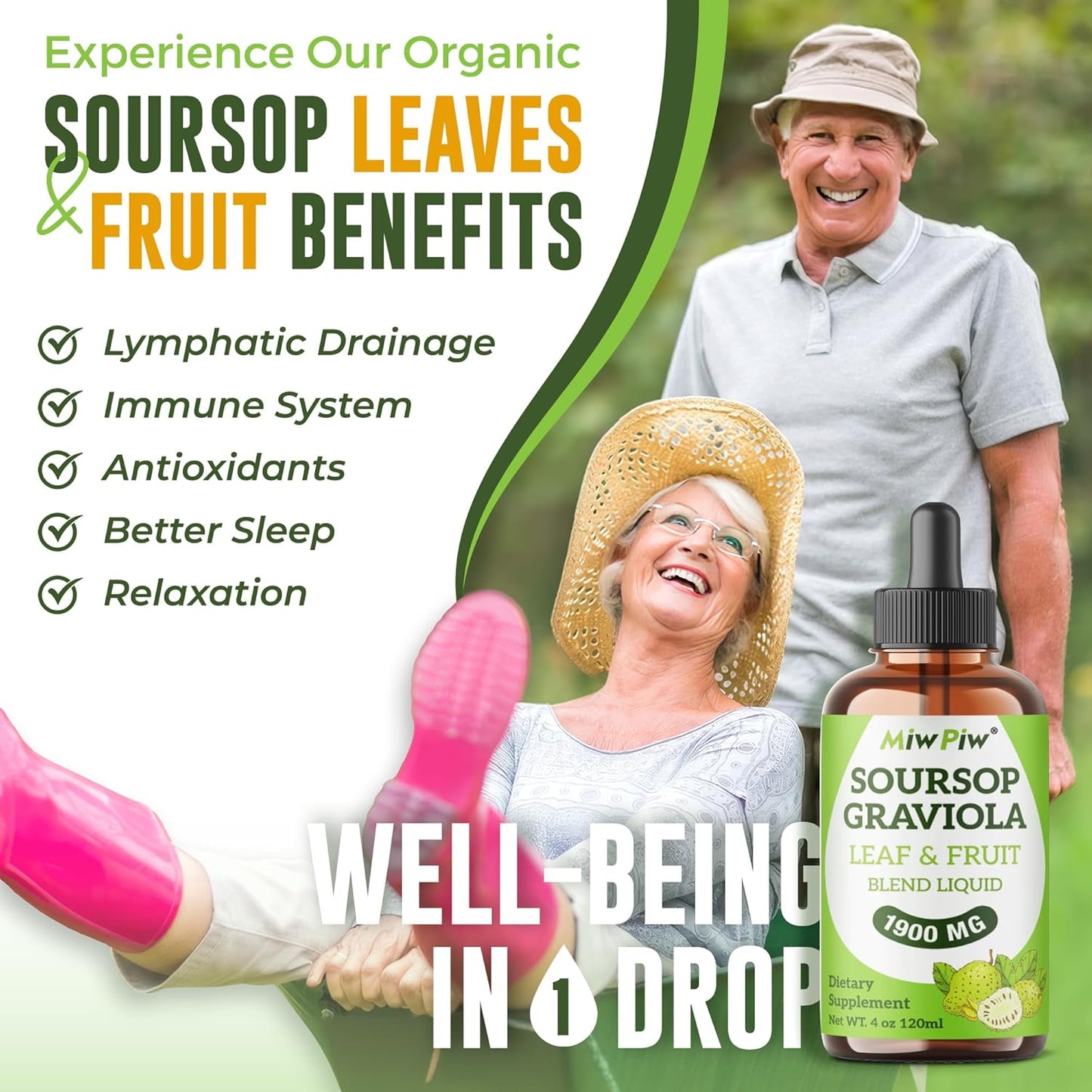 Miw Piw Soursop Graviola Liquid Drop 1900 MG (4 Fl Oz)