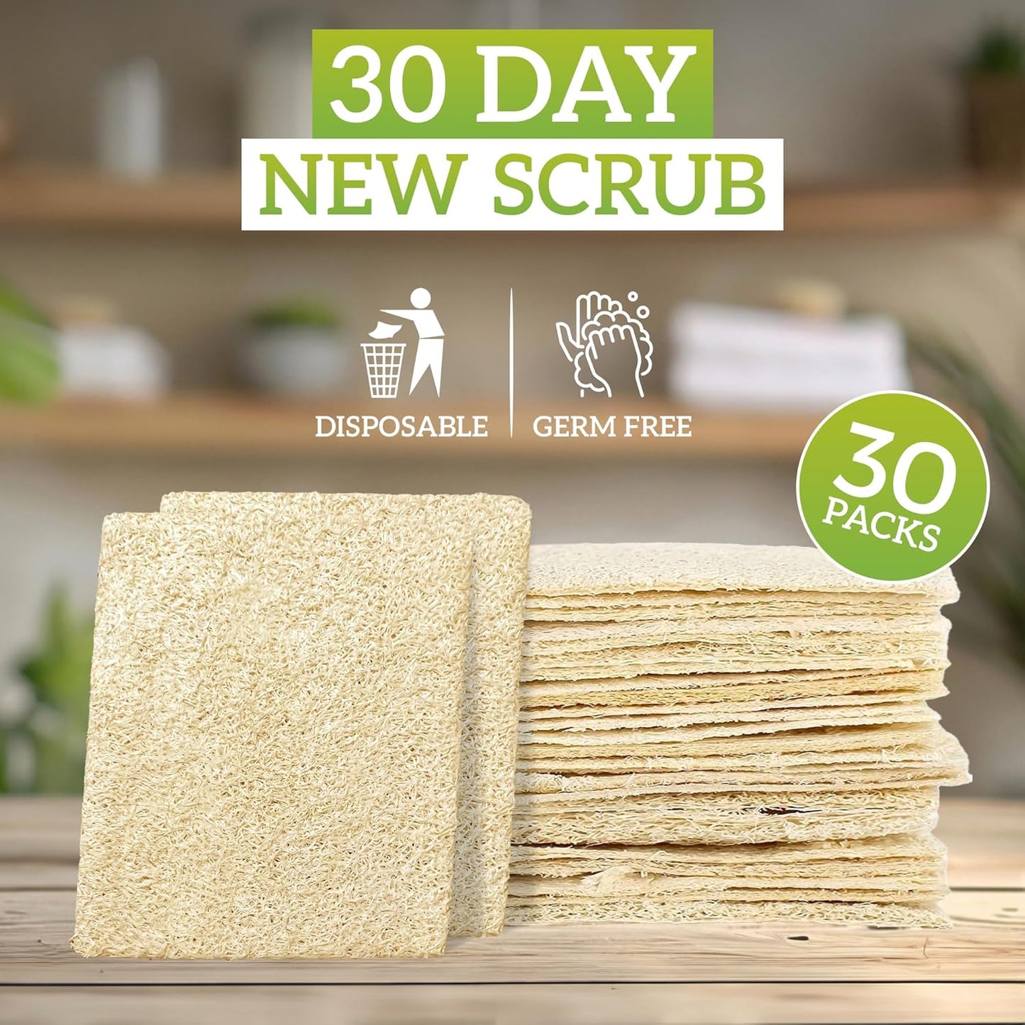 Miw Piw Natural Loofah Dish Sponge - 100% Biodegradable  (Pack 30)