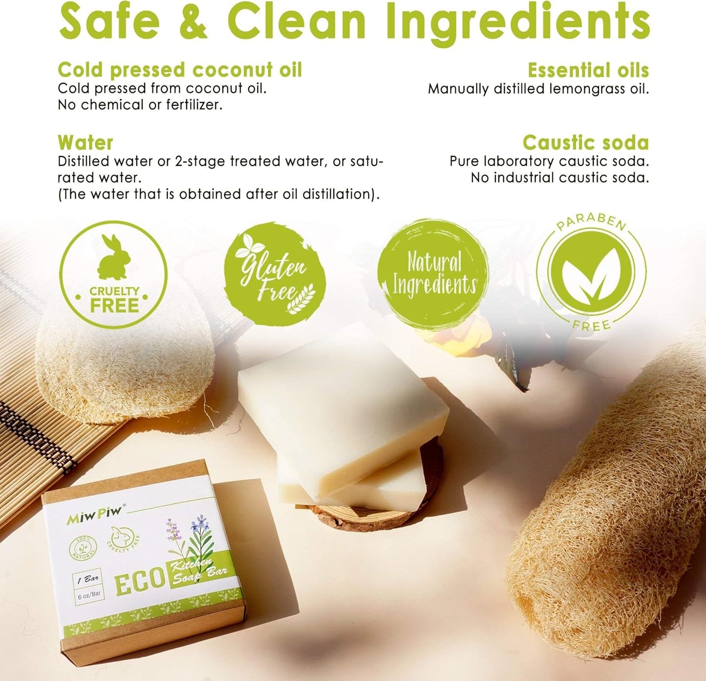 Miw Piw Vegan Dish Soap Bars - Pack 2 (6 Oz/Bar)