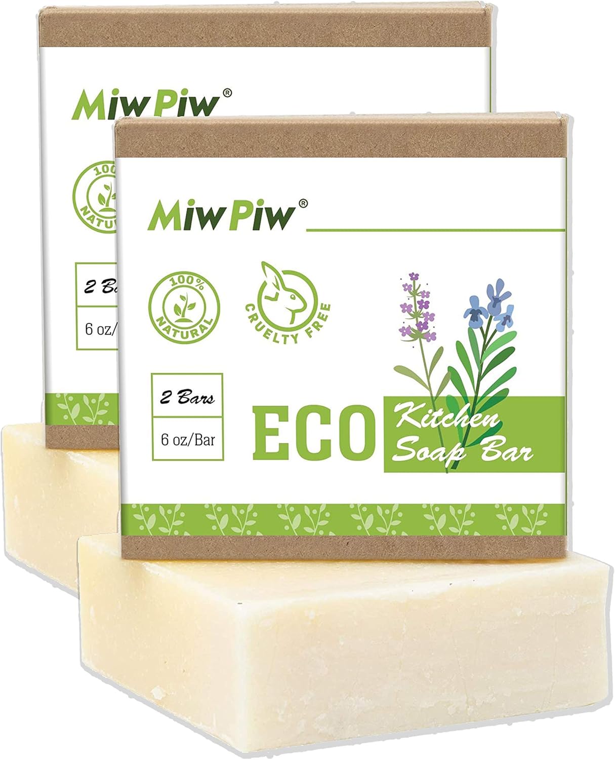 Miw Piw Vegan Dish Soap Bars - Pack 2 (6 Oz/Bar)